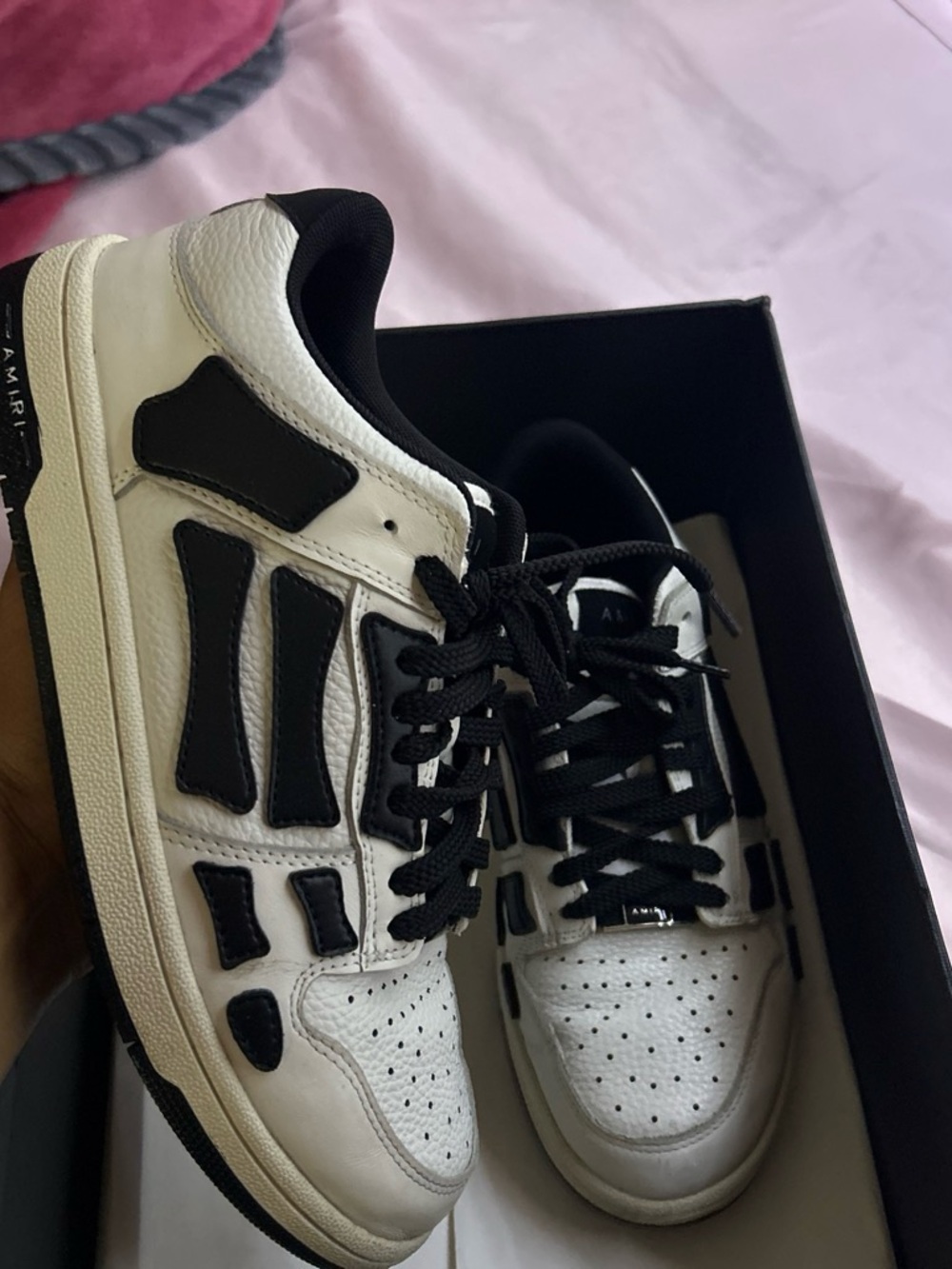 Men's White and Black Leather Low-Top Amiri Sneakers size:7 men
